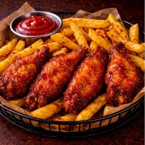 4 Hot Wings with Chips